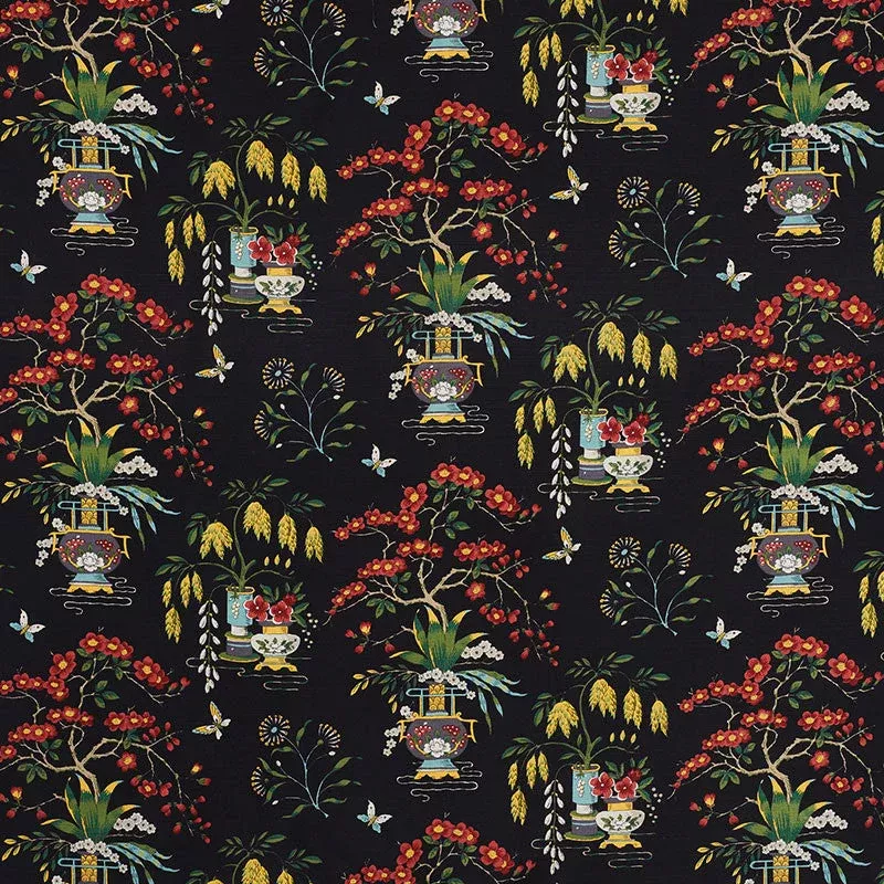 Schumacher Fabric Ming Vase Black 176730