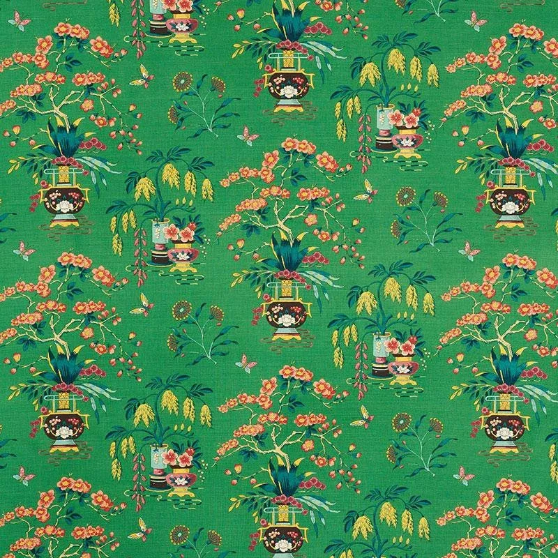 Schumacher Fabric Ming Vase Jade 176731